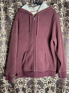 Men's Outdoor Life Sherpa-Lined Full-Zip Hoodie - Burgundy Size L